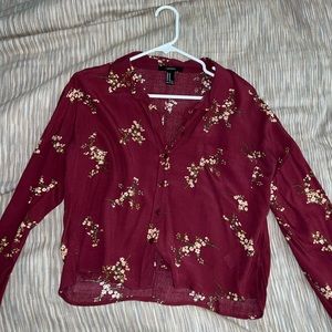 Burgundy flower forever 21 blouse